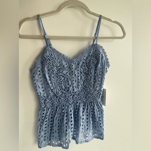 Light blue crochet tank top